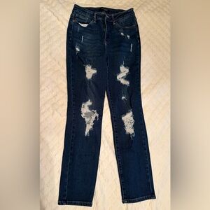 Judy Blue Dark Blue Distressed Boyfriend Jeans